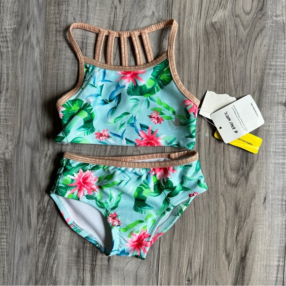 NWT: Girls 2T , 2 piece bikini, bathing suit. Floral pattern- by Body Glove - Picture 1 of 9